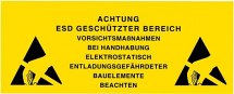 Znak stacji roboczych ESD, język niemiecki, z otworami. 300x600mm Znak stacji roboczych ESD, język niemiecki, z otworami. 300x600mm