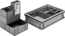Skrzynka ESD do pojemnika EUR 600x400mm, rozmiar 1/2, 355x277x99mm Skrzynka ESD do pojemnika EUR 600x400mm, rozmiar 1/2, 355x277x99mm